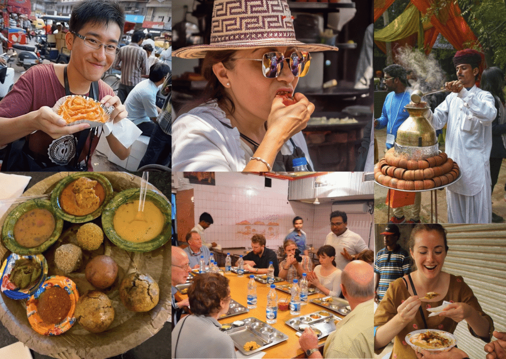 Local street food stalls in Jaipur’s old bazaar